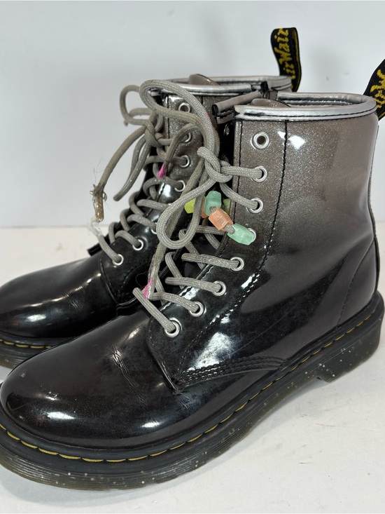 Dr. Martens Other - Dr. Martens Boots Patent Leather Black Silver Glitter Ombre Kids' Size US 3 EUC